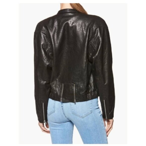 New with Tags -Paige "GIANNA" Leather Biker Jacket, color Black, size Medium - Picture 2 of 11
